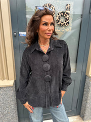 Blouse "big button" zwart