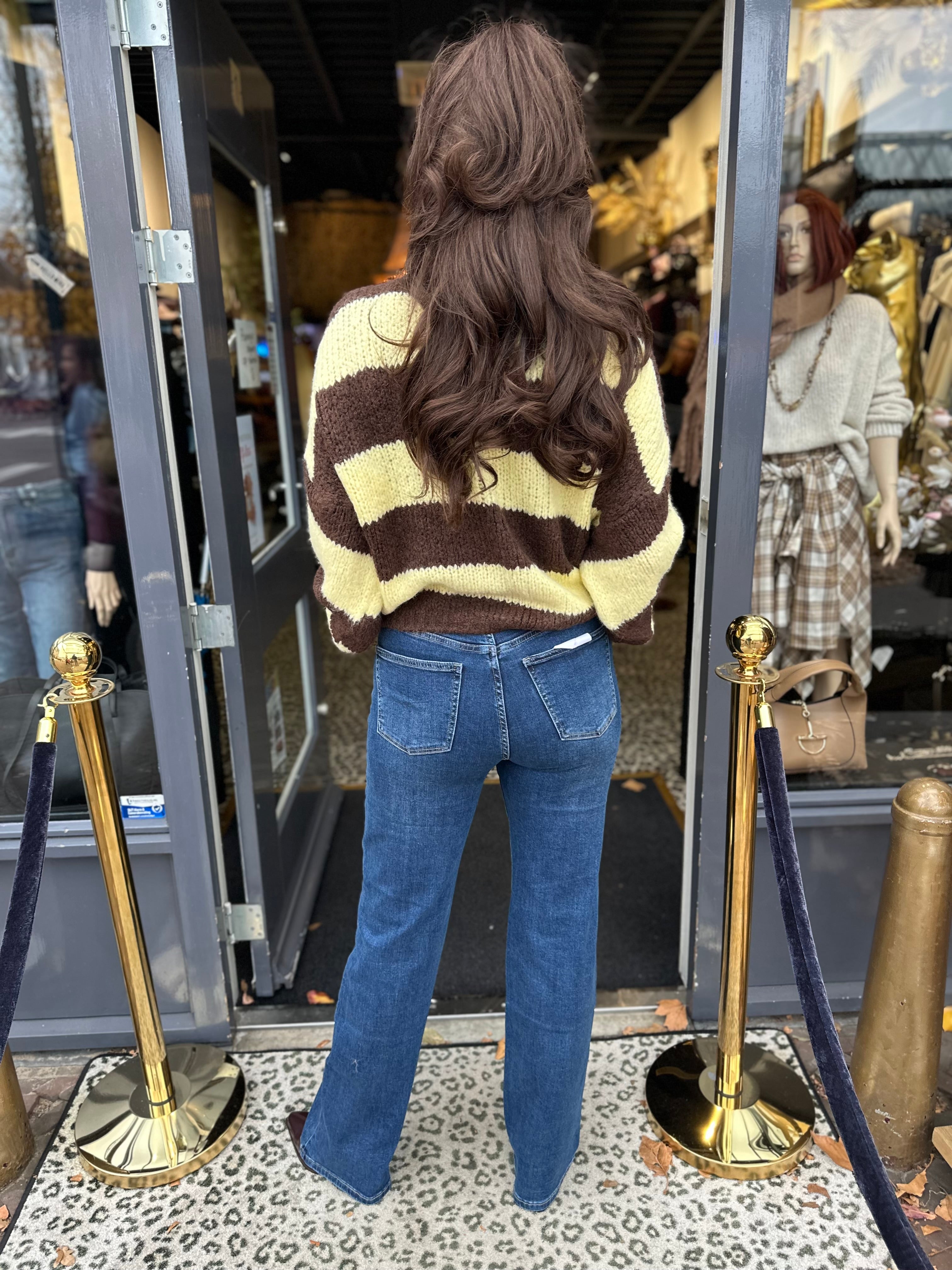 Vest met sjaal gestreept Geel/bruin