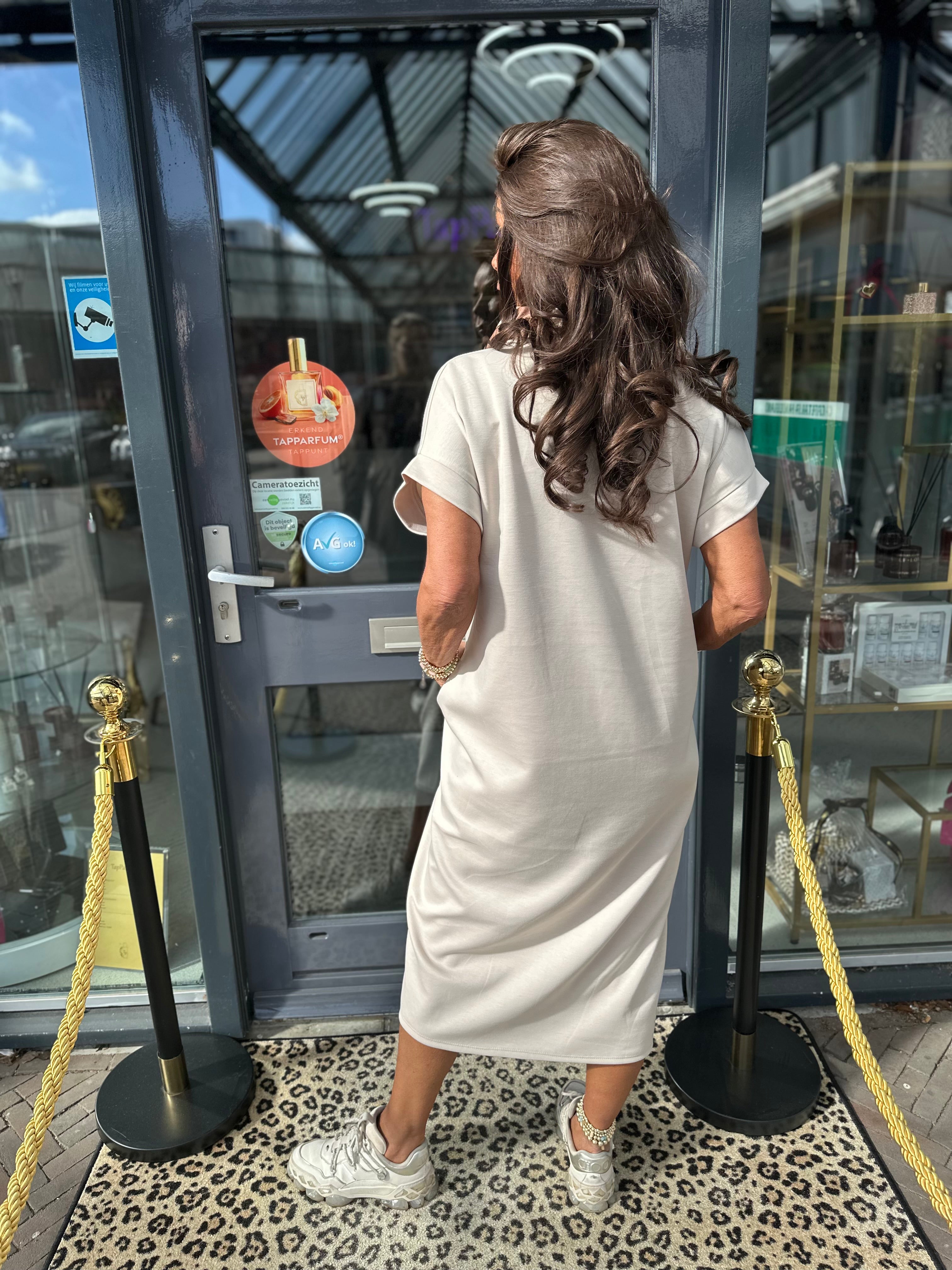 Lange jurk polokraag Beige