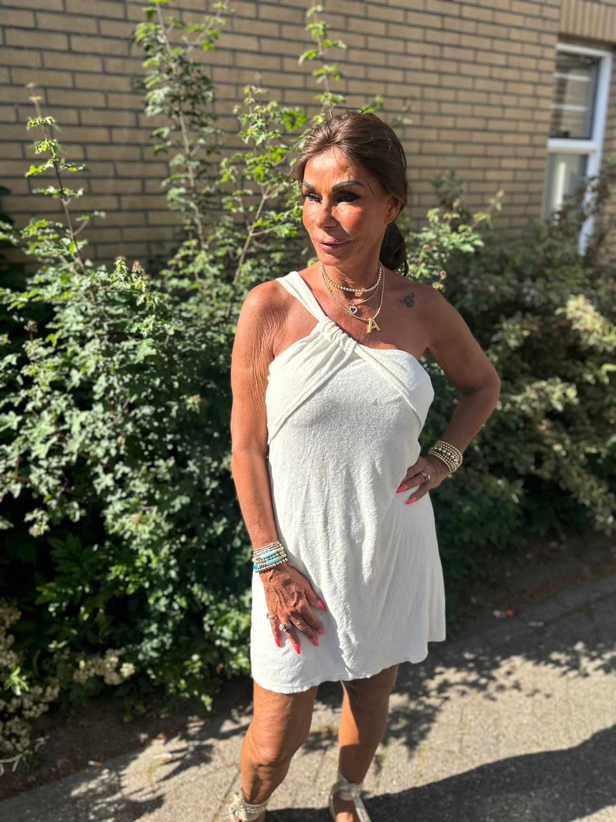 Badstof dress  Jane” Wit