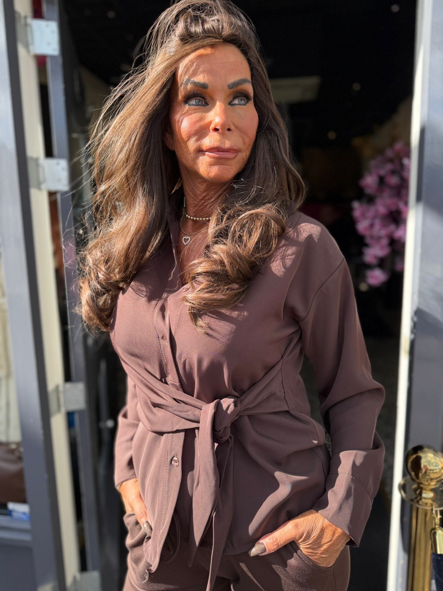 Blouse "Jamie" donkerbruin
