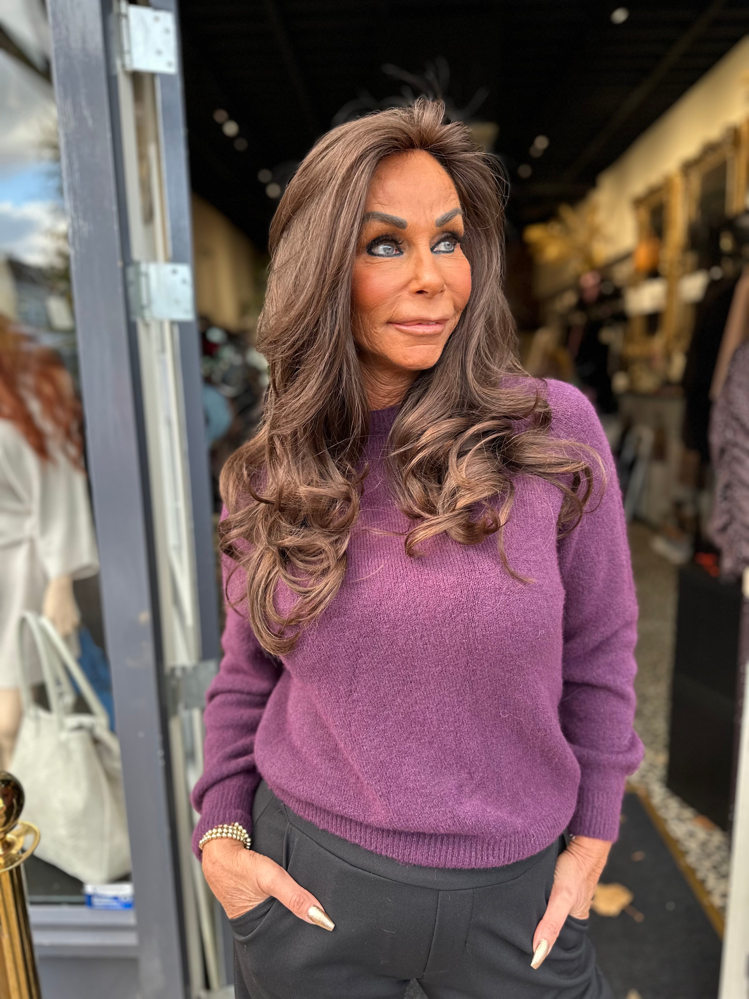 Top lange mouw "Cozy" Aubergine