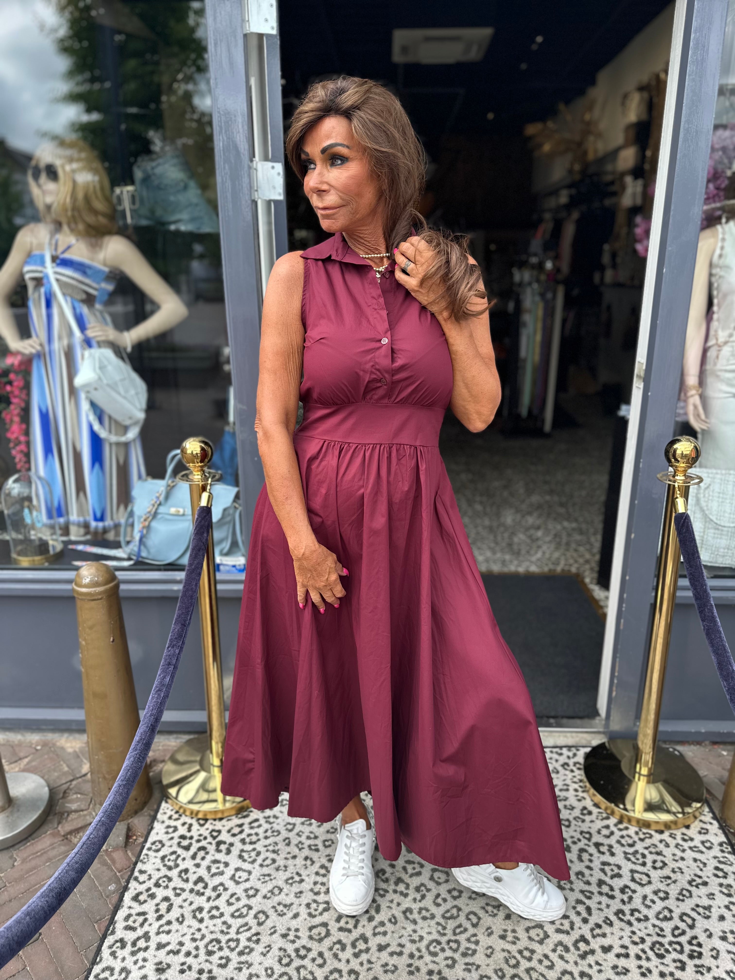 Jurk "Sandy" bordeaux