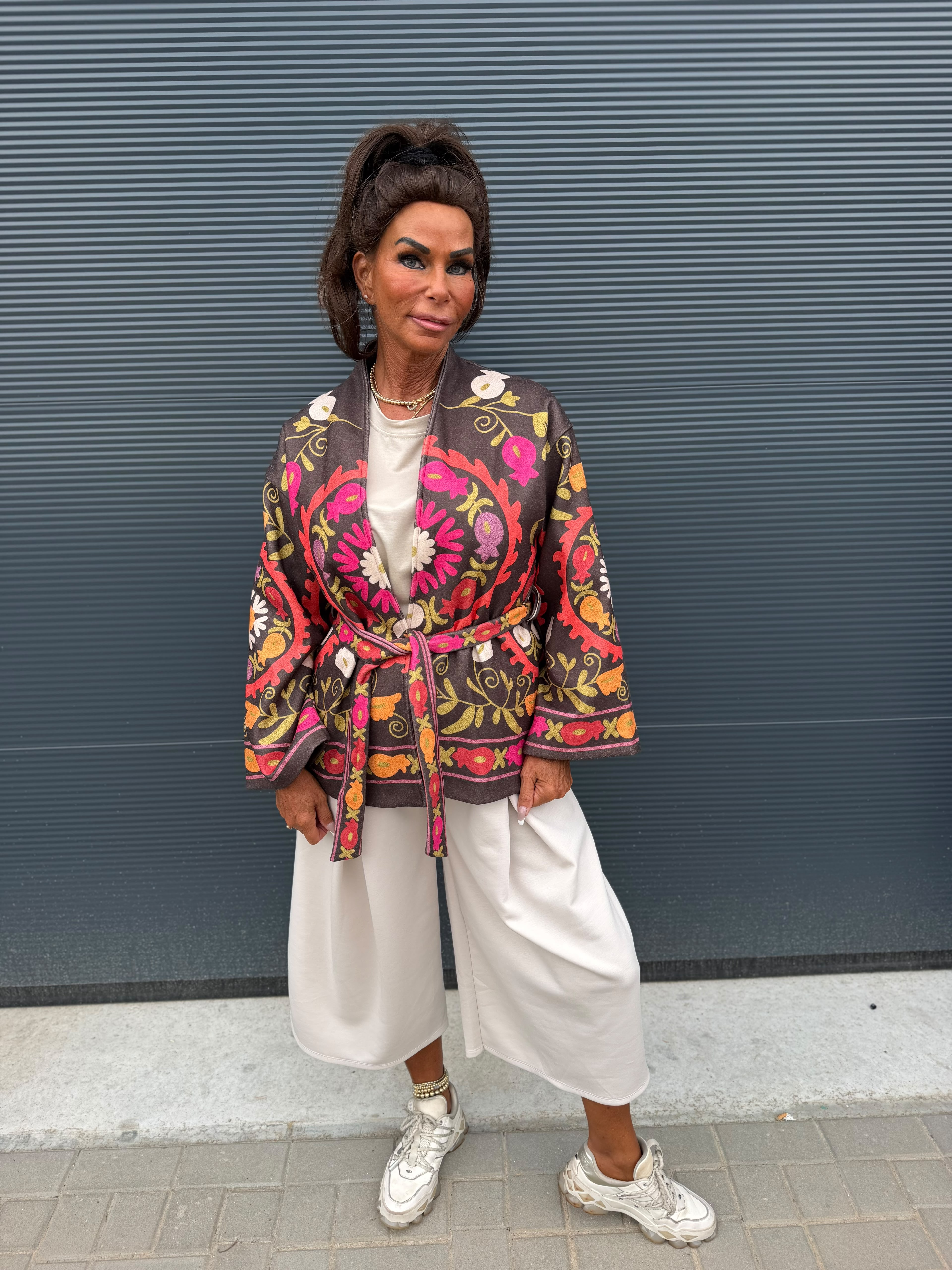 Kimono /jasje "Coby" print Bruin