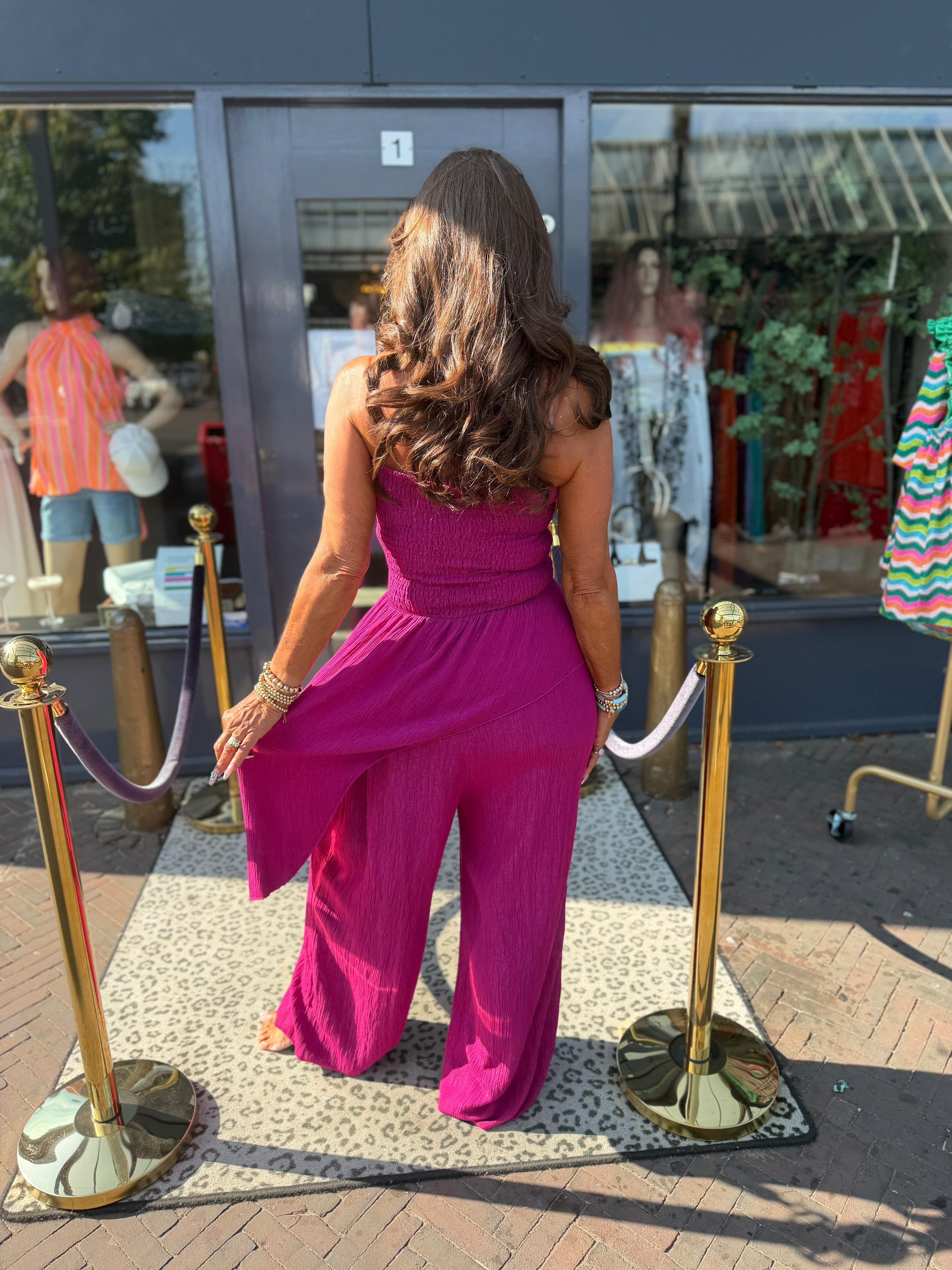 Strapless lurex jumpsuit “Yada” Cyclaam