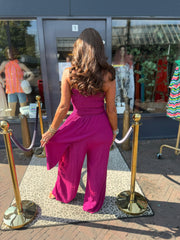 Strapless lurex jumpsuit “Yada” Cyclaam