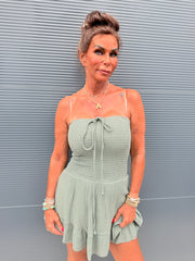 Playsuit kort "hydrofiel" legergroen