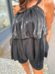 Top “Silky rouches” zwart