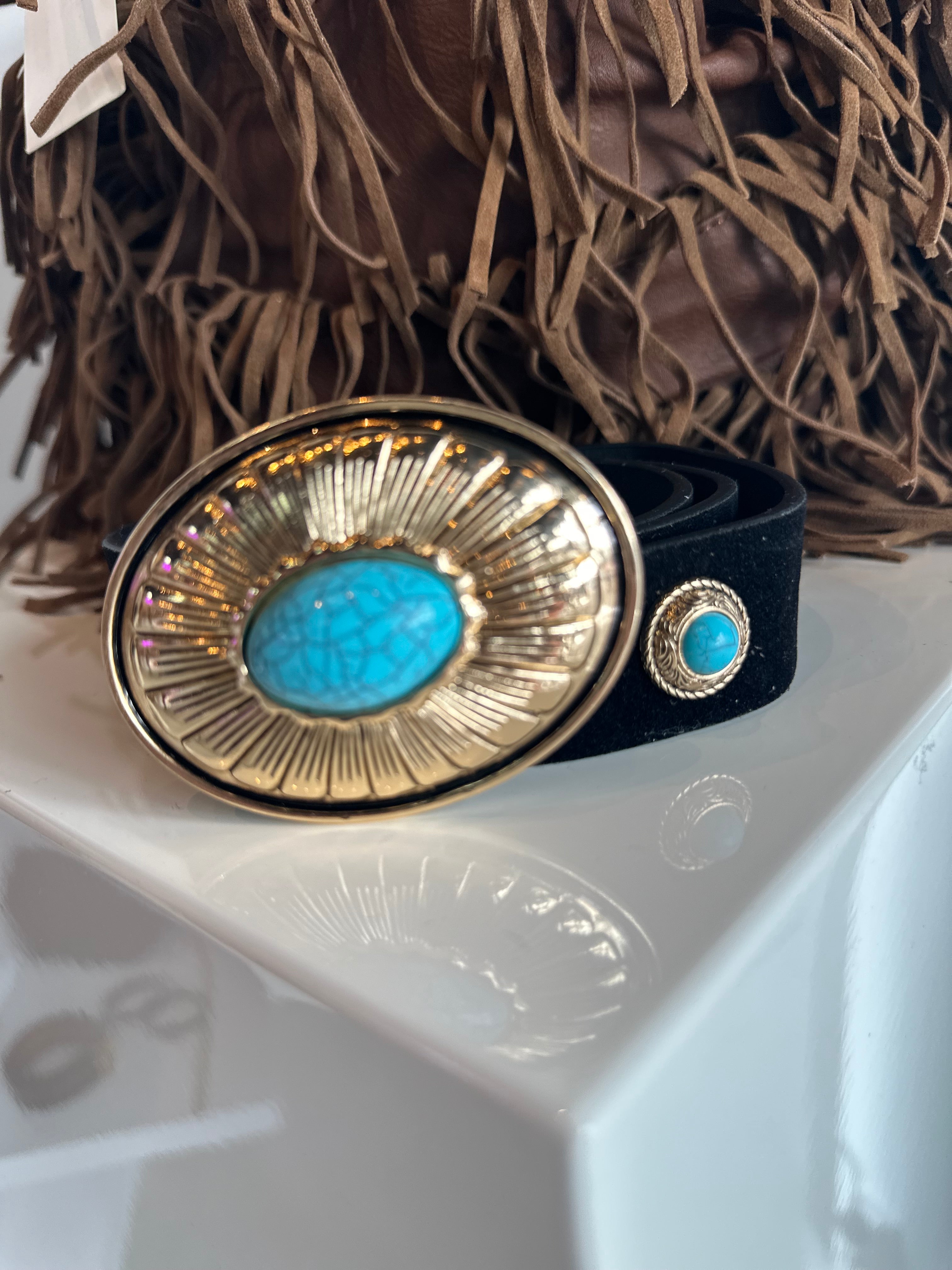 Riem Indiana turquoise zwart