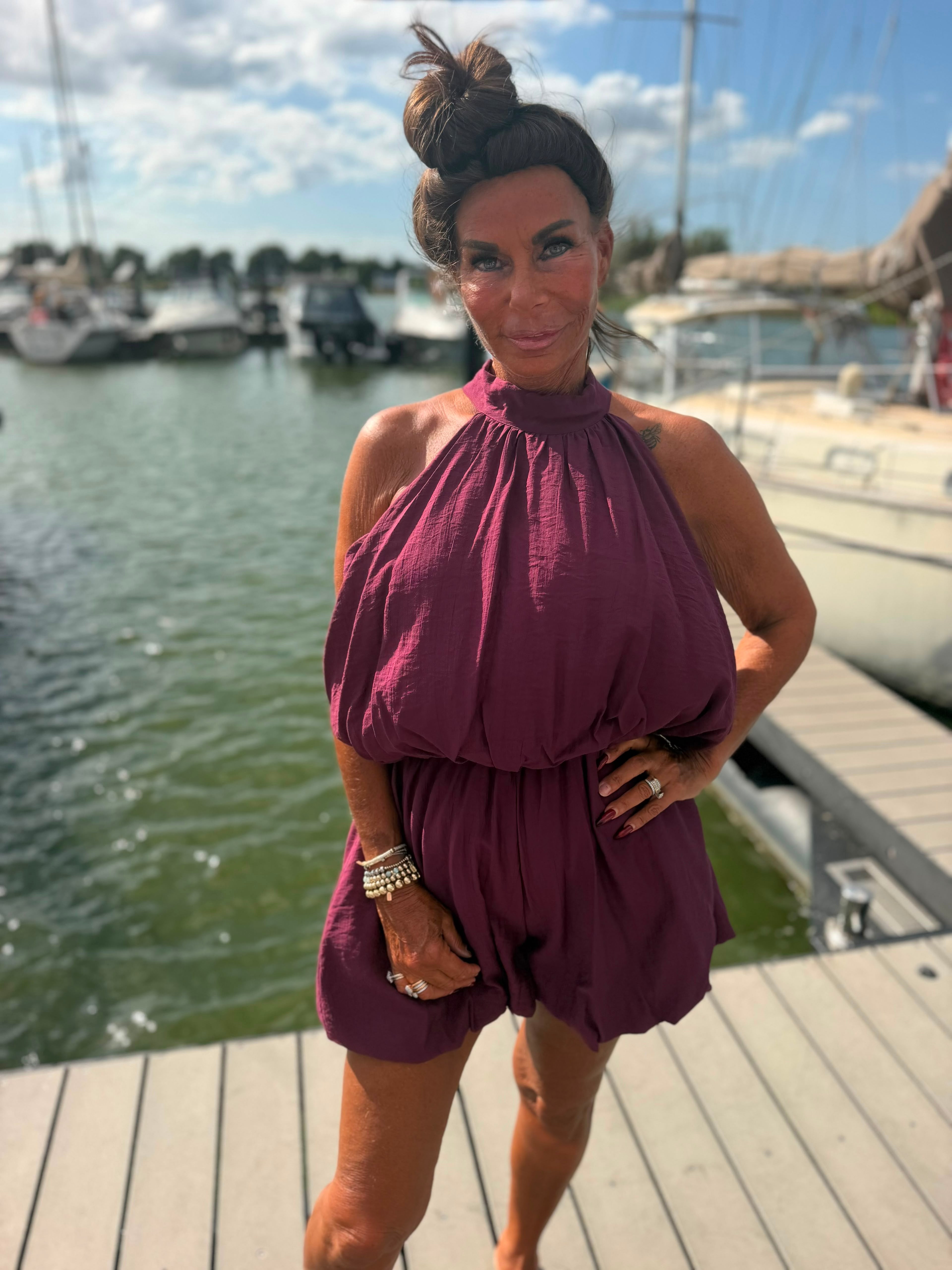 Playsuit kort "halter" bordeaux
