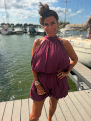 Playsuit kort "halter" bordeaux