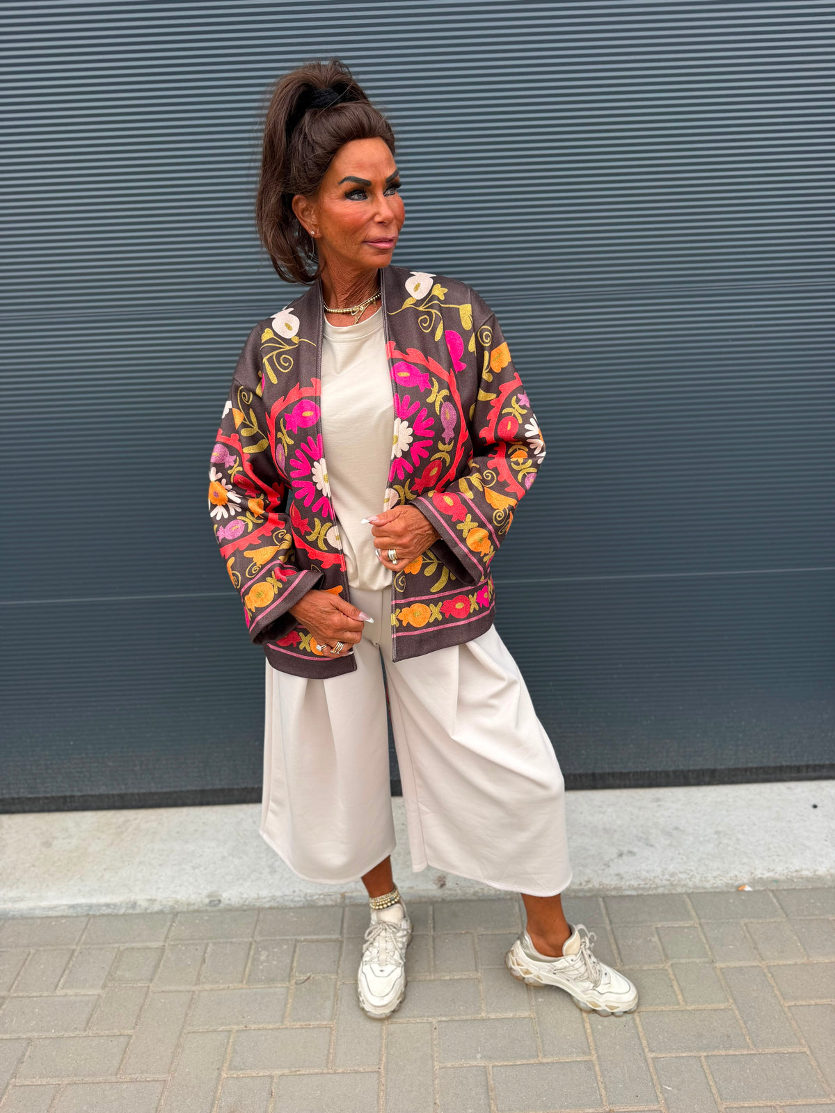Kimono /jasje "Coby" print Bruin