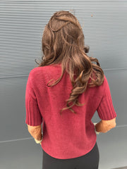 top met col "raglang mouw" steenrood