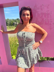 Playsuit kort "hydrofiel" print legergroen