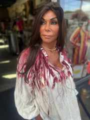Blouse "Sascha” Bordeaux/beige