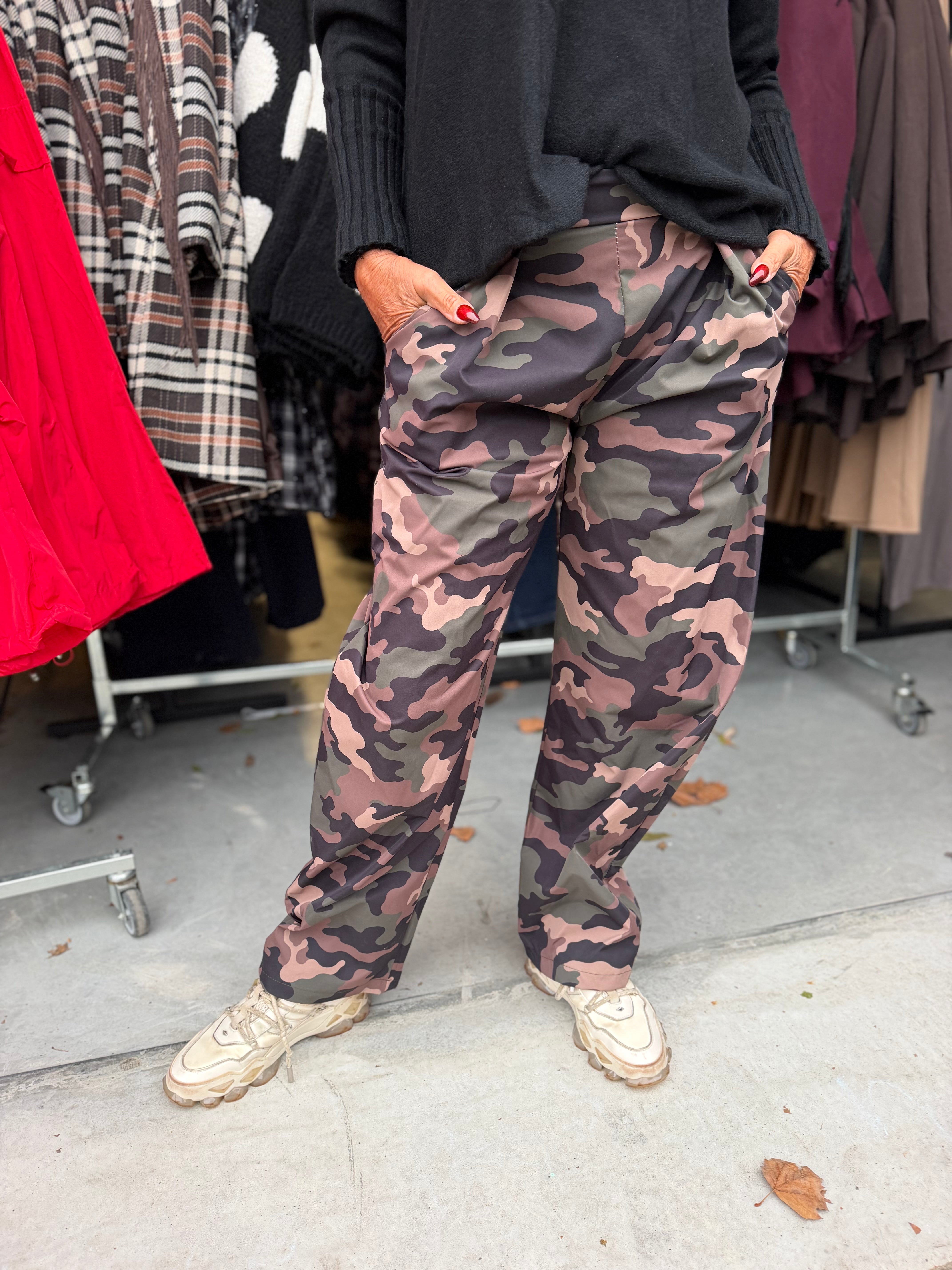 Camo pants groen/choco/beige