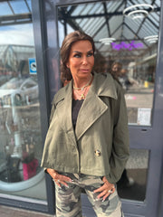 korte trenchcoat "Saar" Legergroen