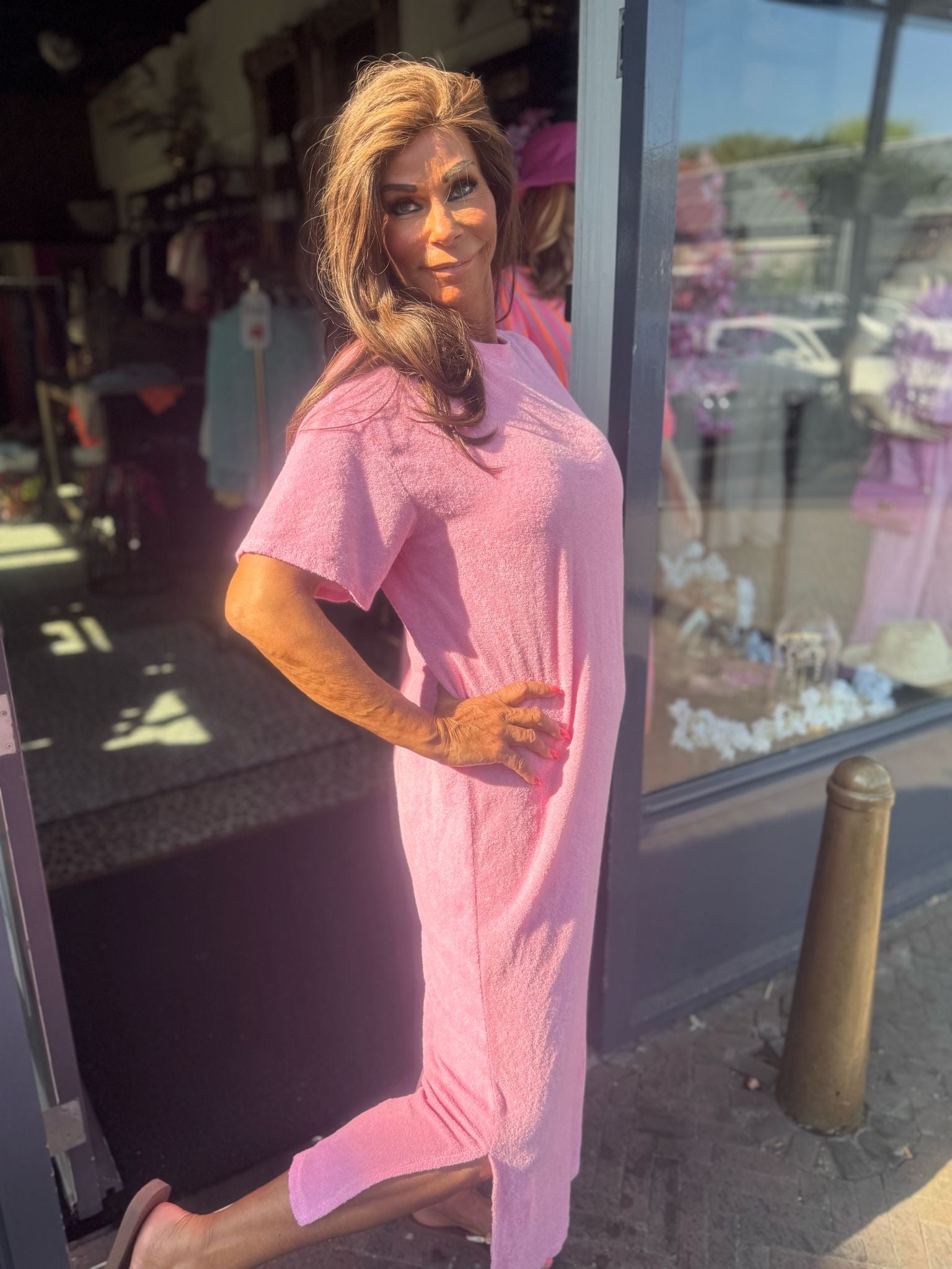 Badstof jurk "roze".