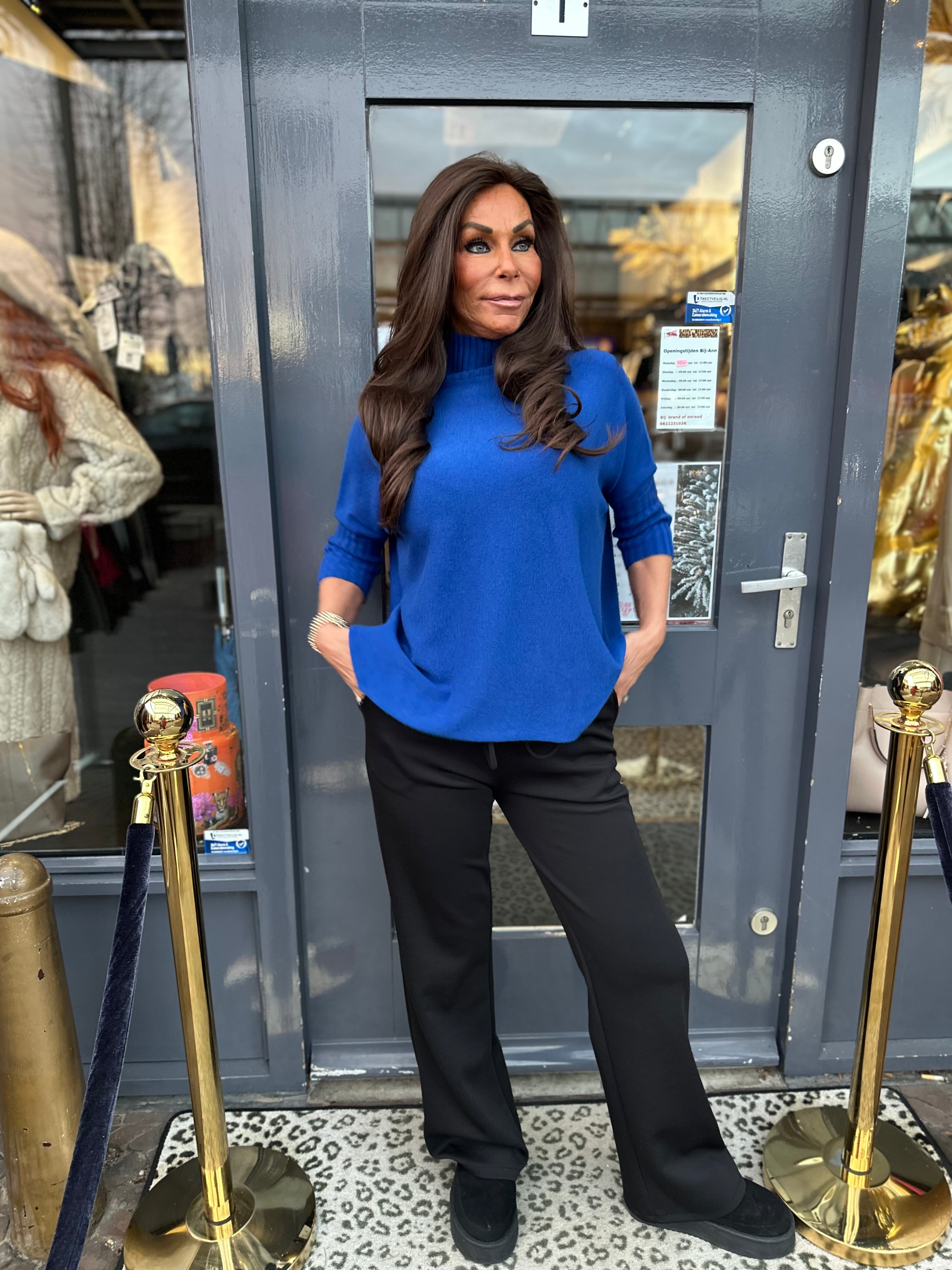 Vleermuis top met col "Kobaltblauw"