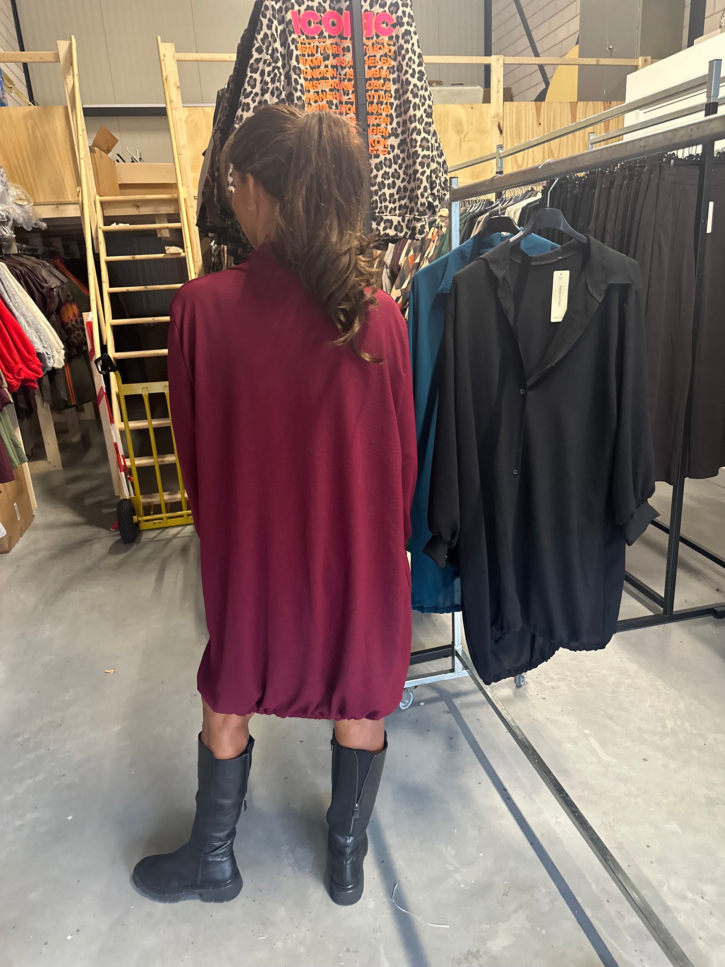 Blouse jurk "Novalee" bordeaux