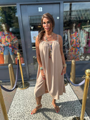 Kort Viscose jurkje "Tess" beige