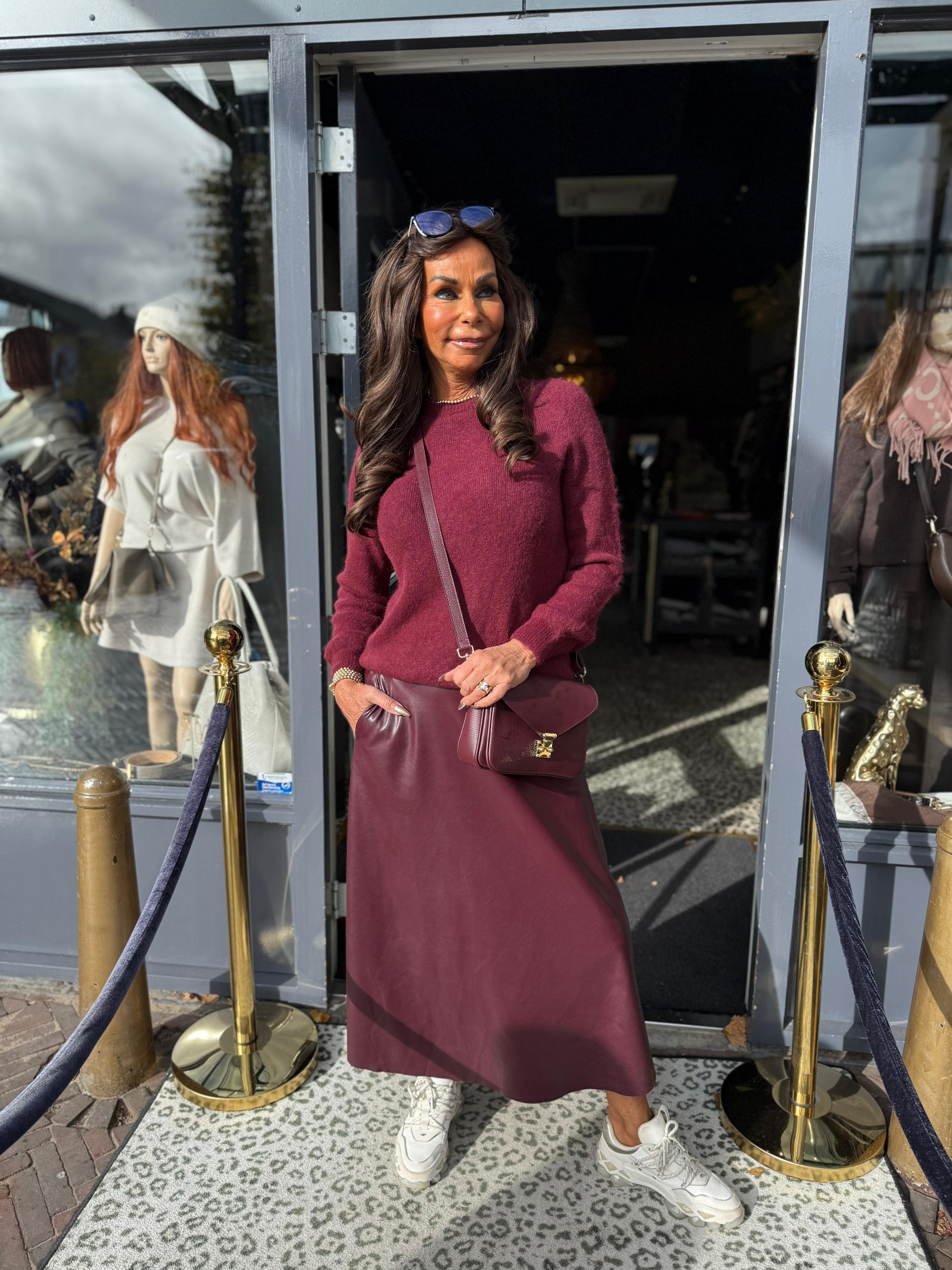Leren rok "Lana" Bordeaux
