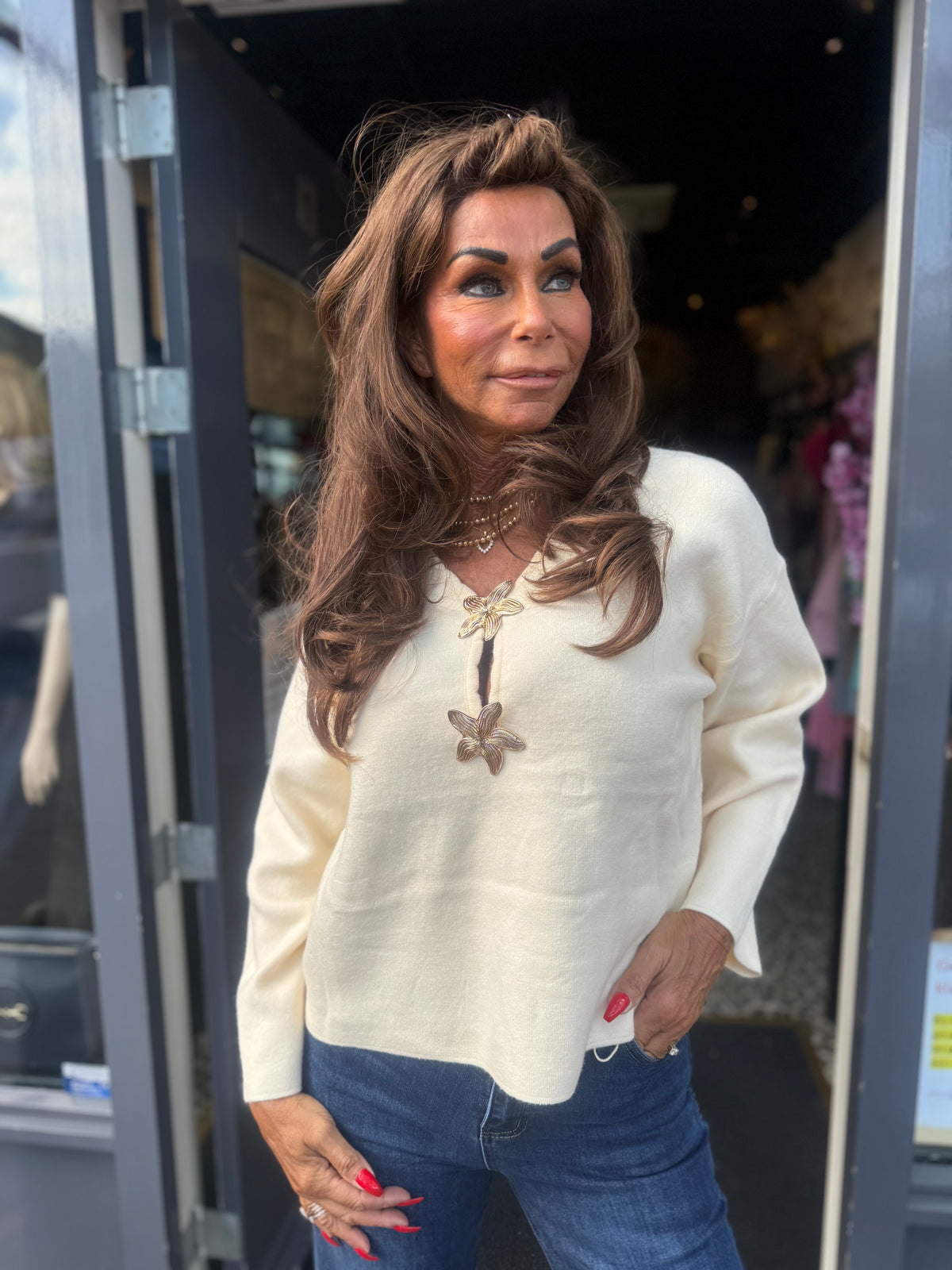 Top lange mouwen "Star of the sea" Beige