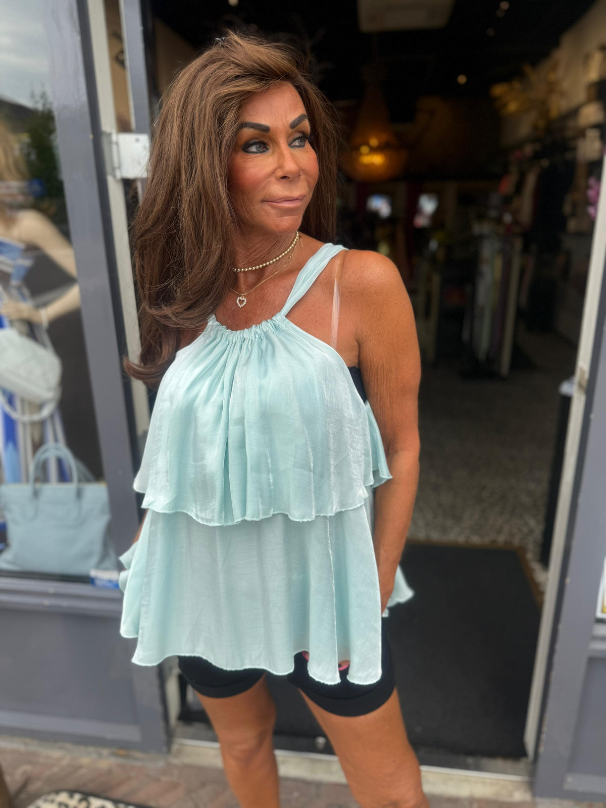 Top “Silky rouches” mintgroen