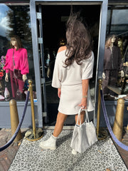 2 delig set “korte rok” beige