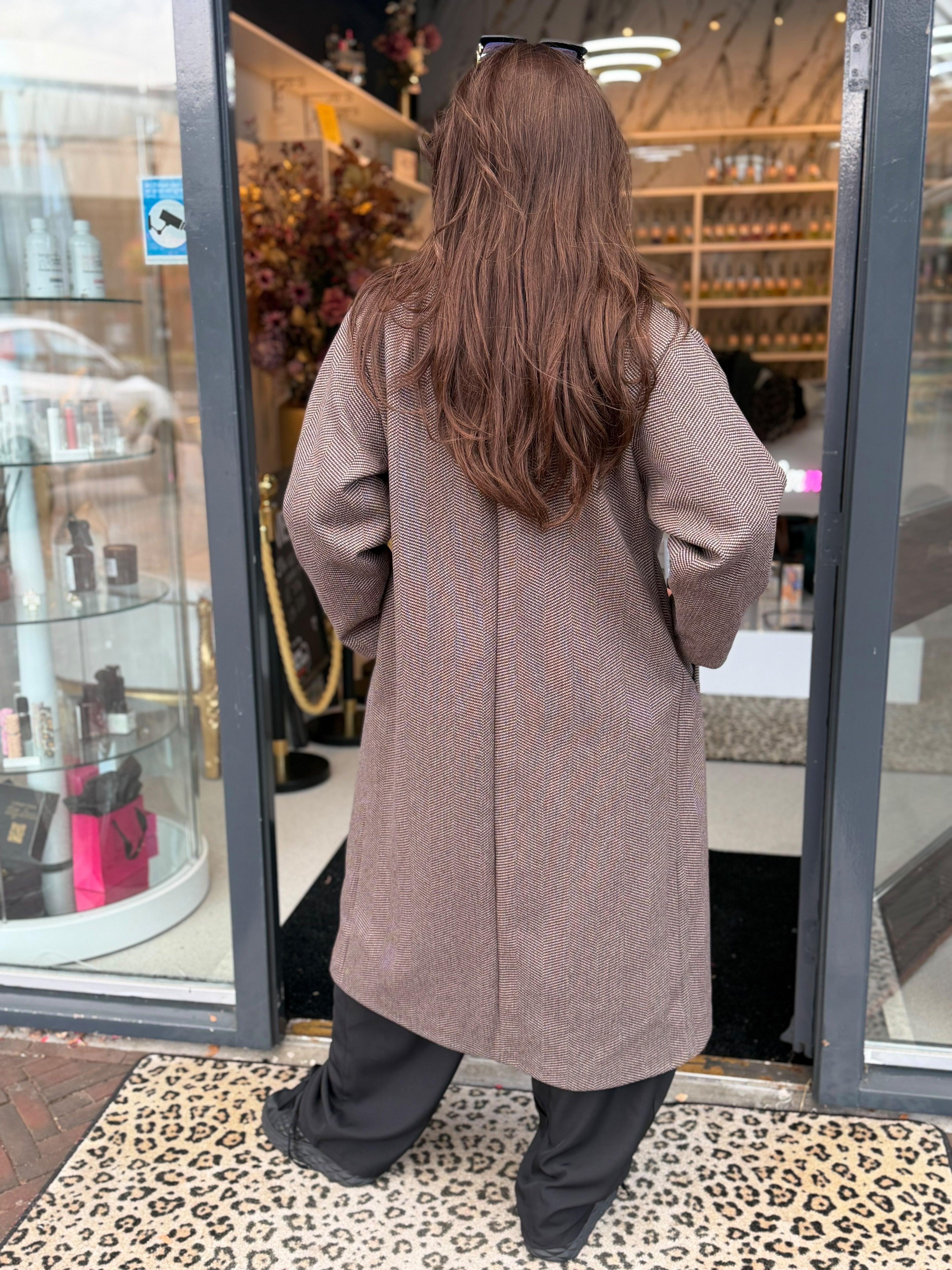 Trenchcoat "vissengraat" bruin