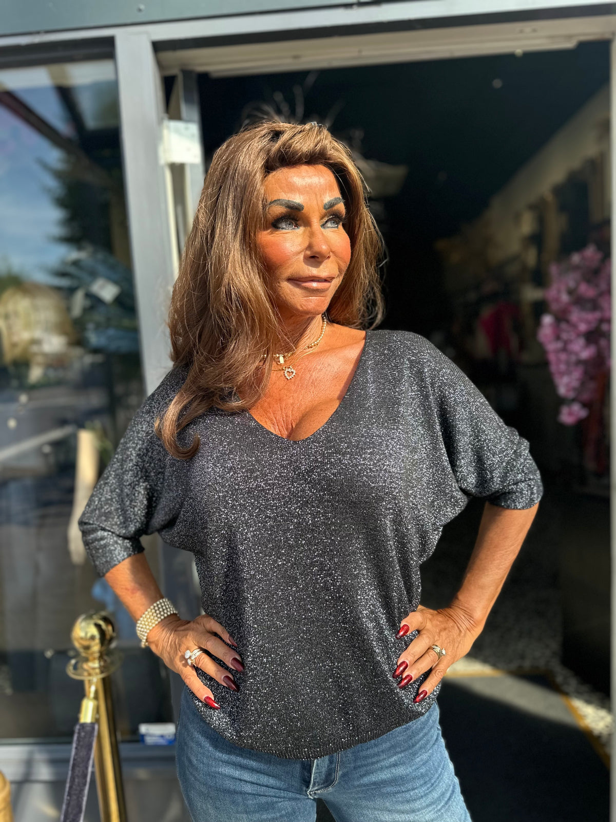 Top lurex "Mila" zwart