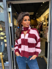 Vest met sjaal gestreept Roze/bordeaux
