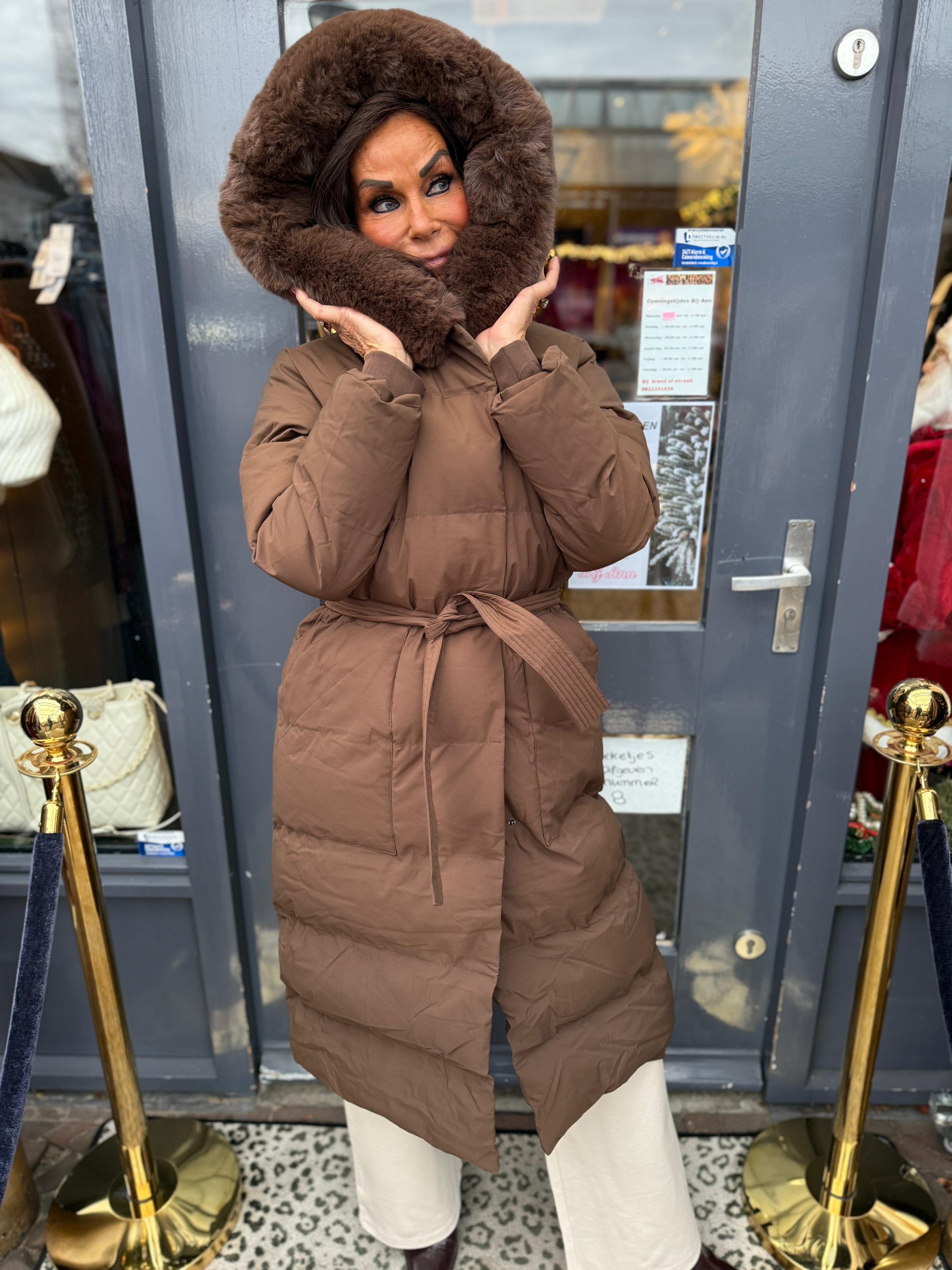 Winterjas lang “Oui” bruin