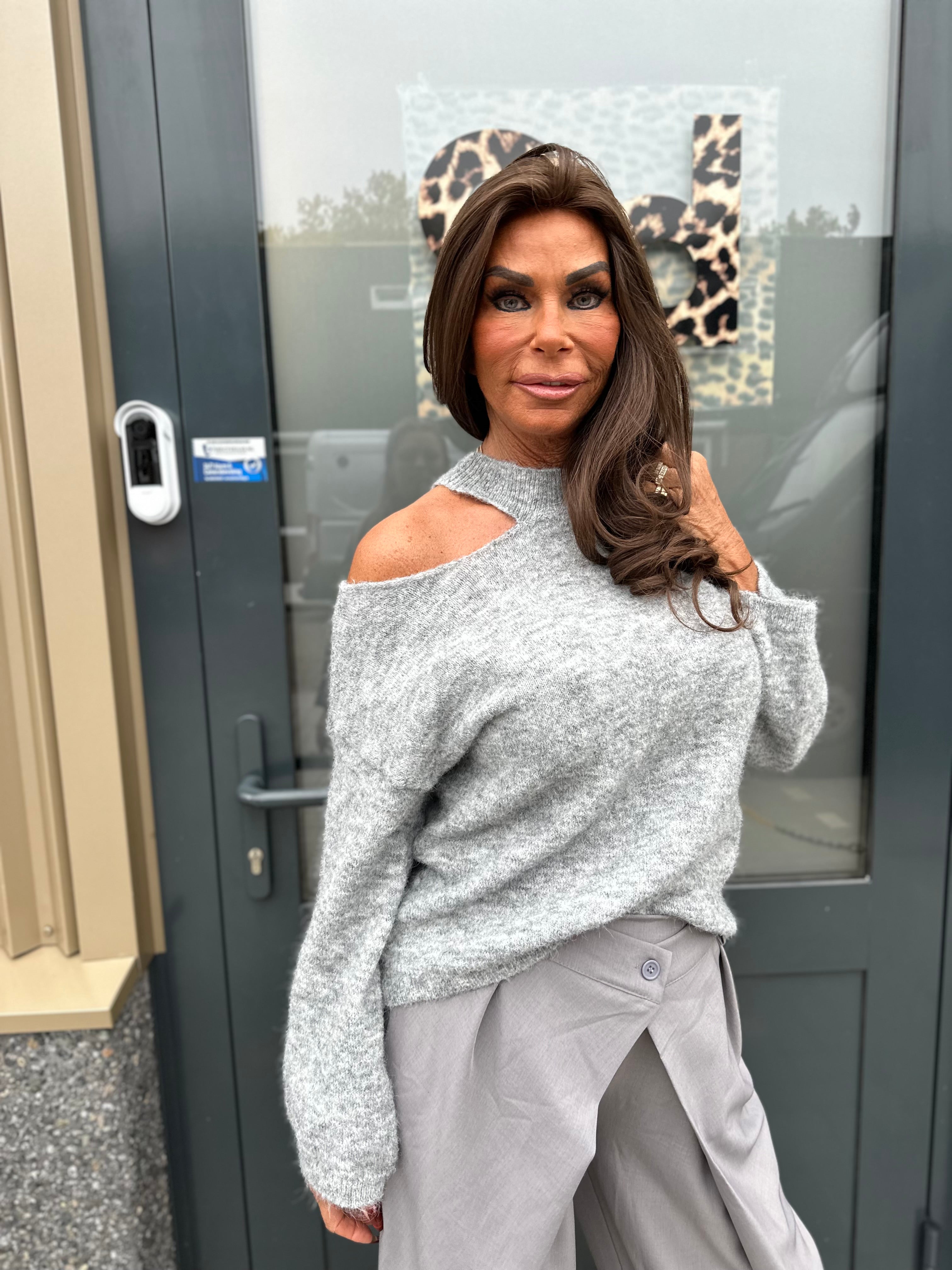 Offshoulder Trui "Sammy" grijs