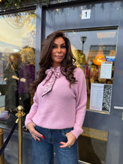 Trui met sjaal barok roze