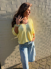 Truitje glitter v-hals geel