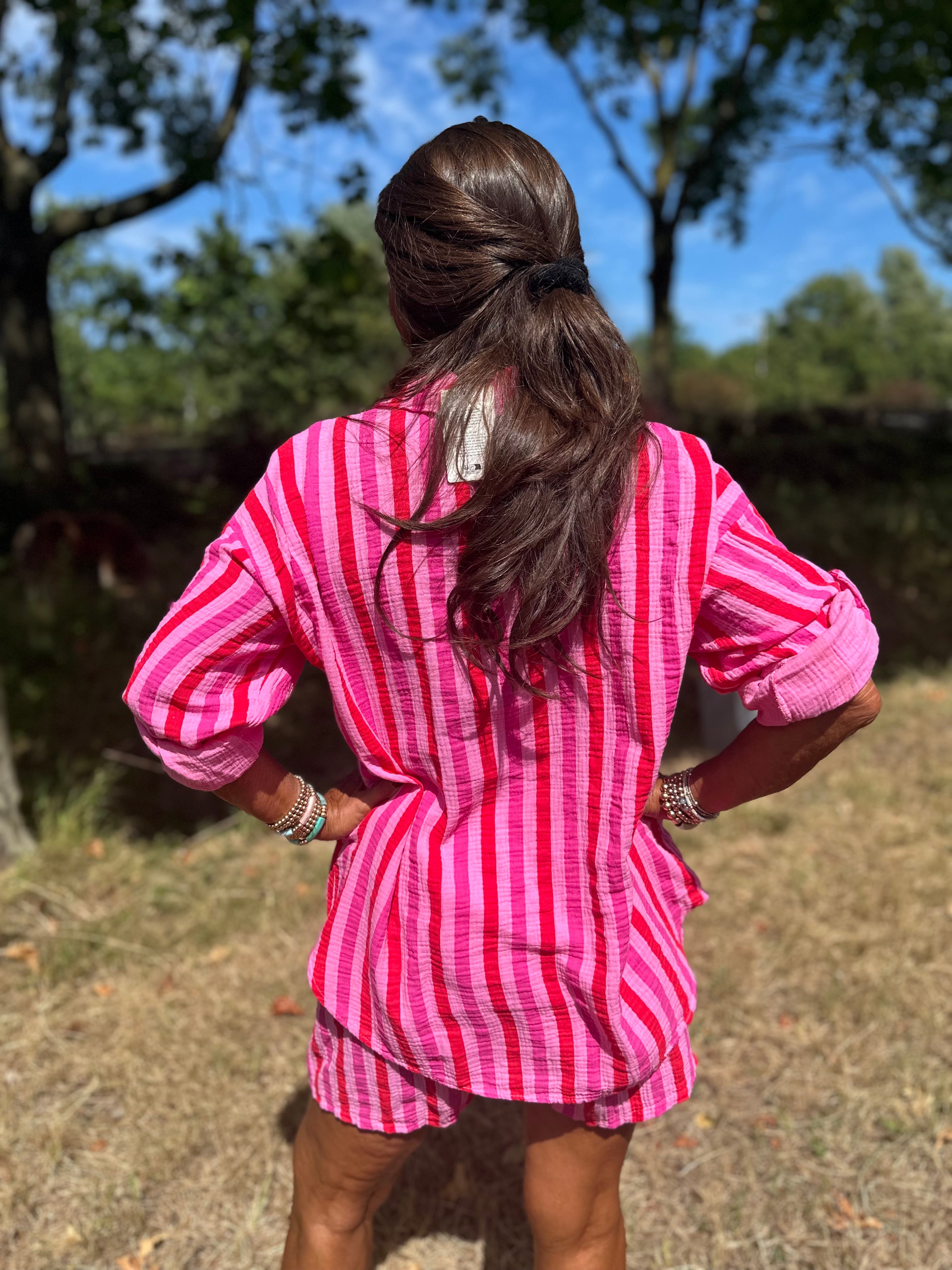2 delig set "Summer" fuchsia / rood