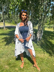 Kaftan "Adore" Wit/donkerblauw