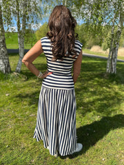 Streepjurk “swing” Navy