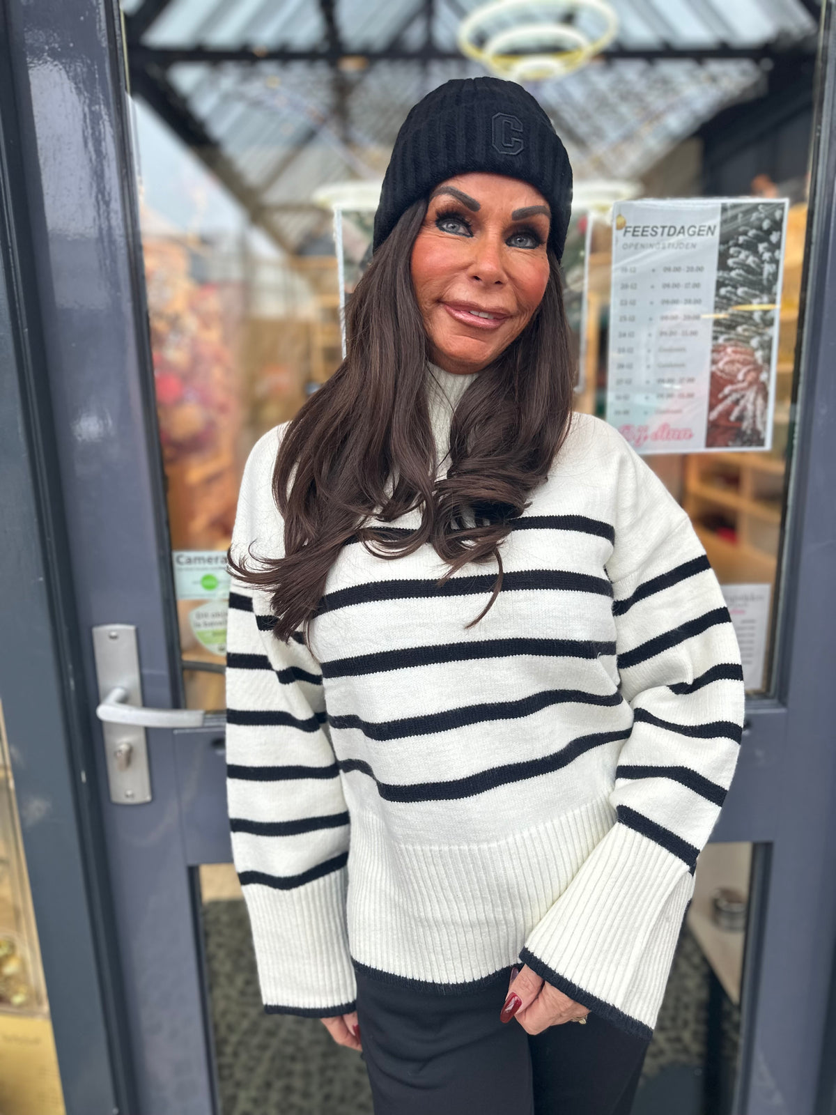 Trui “Schipper” zwart/wit