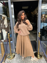Leren rok "Poppy" Camel