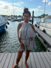 Playsuit kort "halter" taupe
