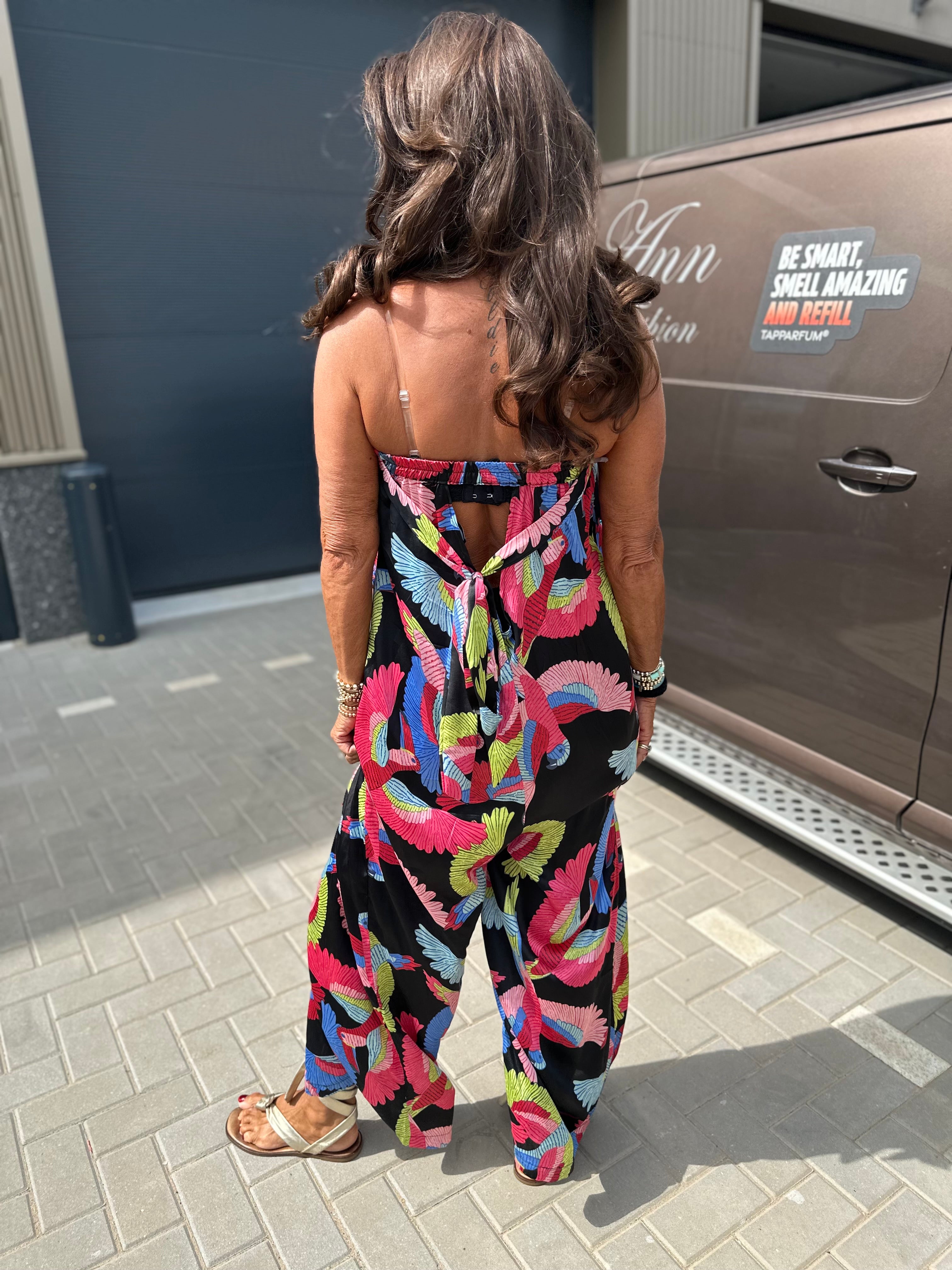 Strapless Jumpsuit Gold&Silver zwart
