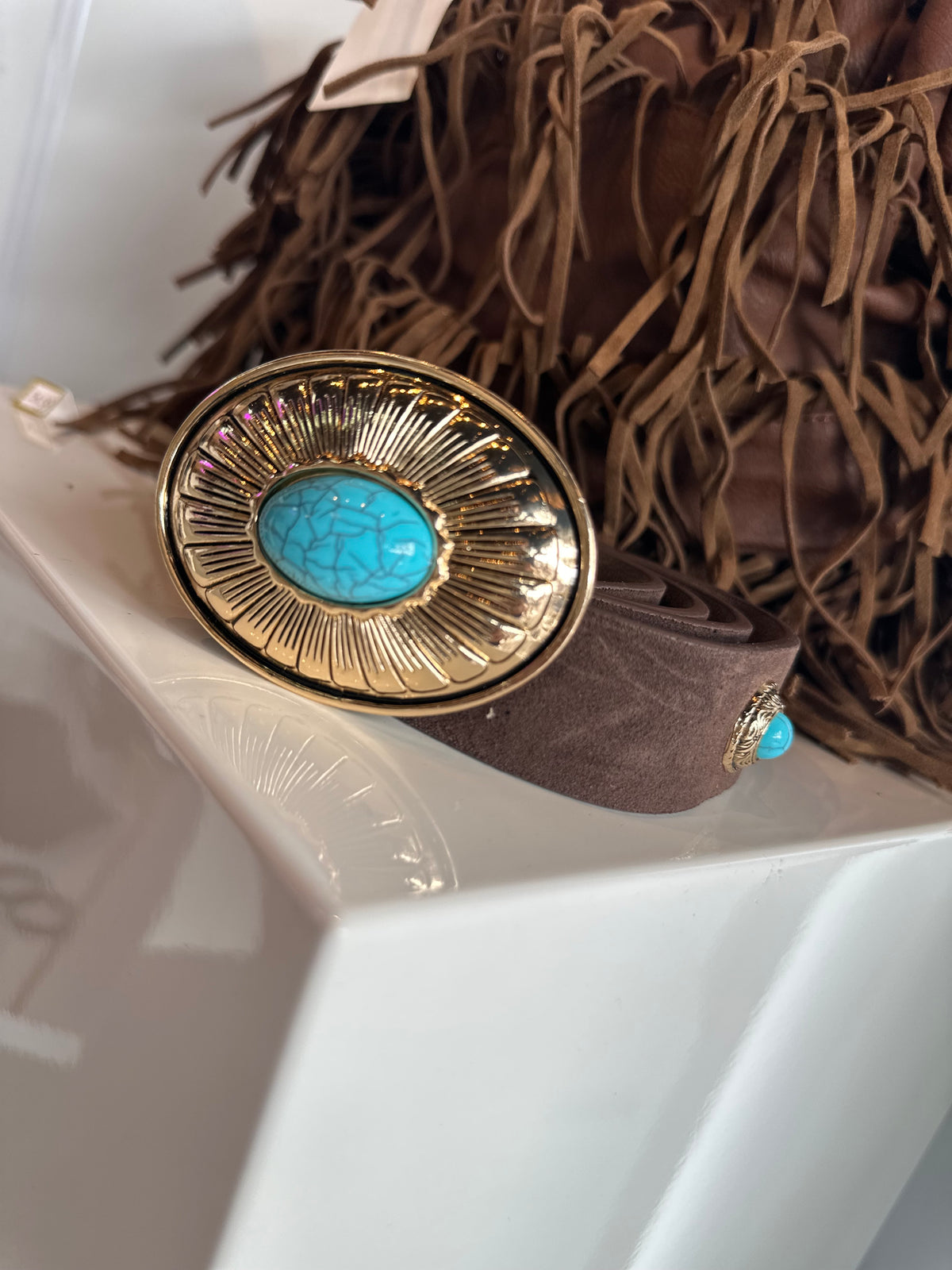 Riem Indiana turquoise donkerbruin