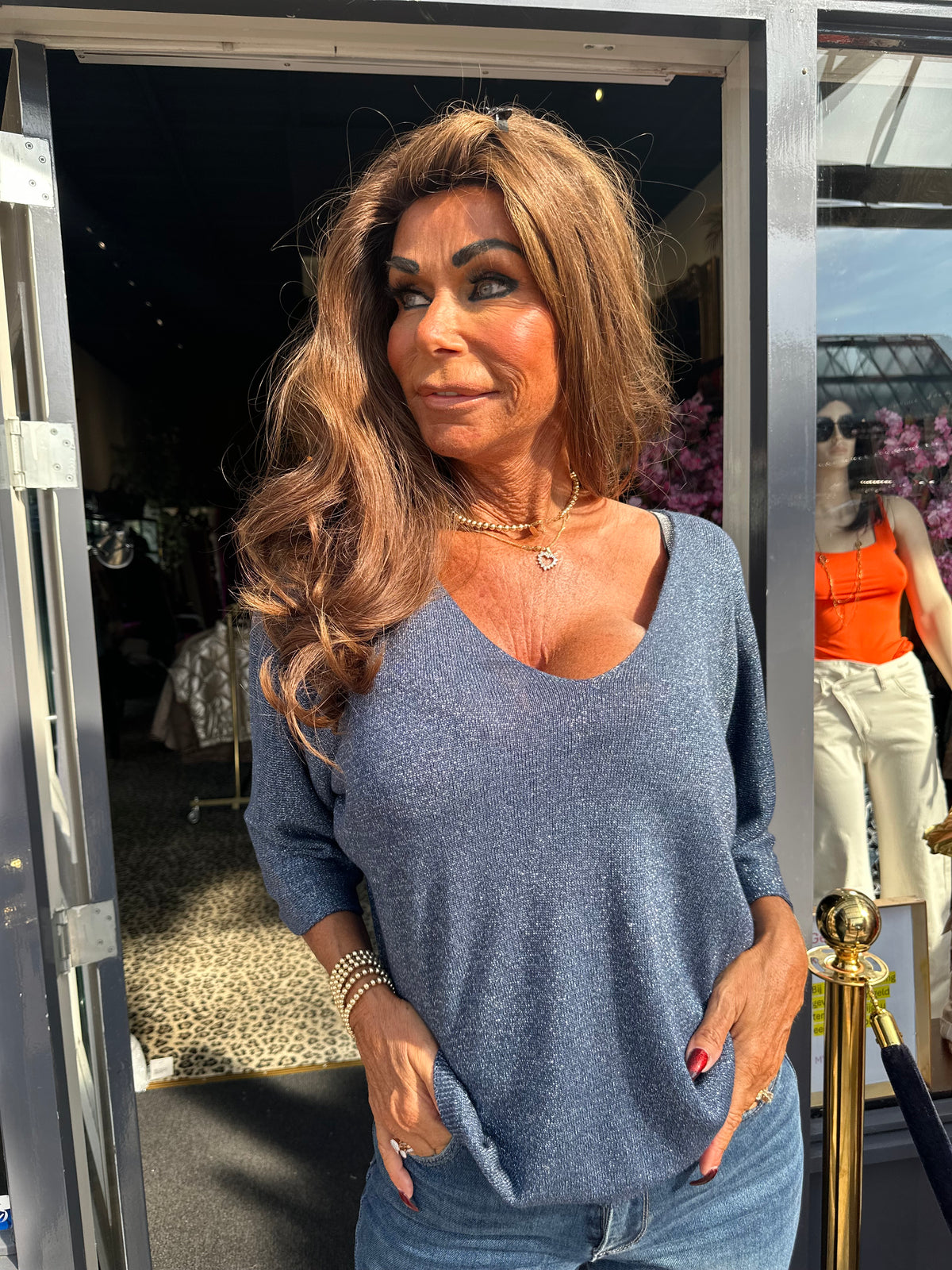 Top lurex "Mila" donkerblauw