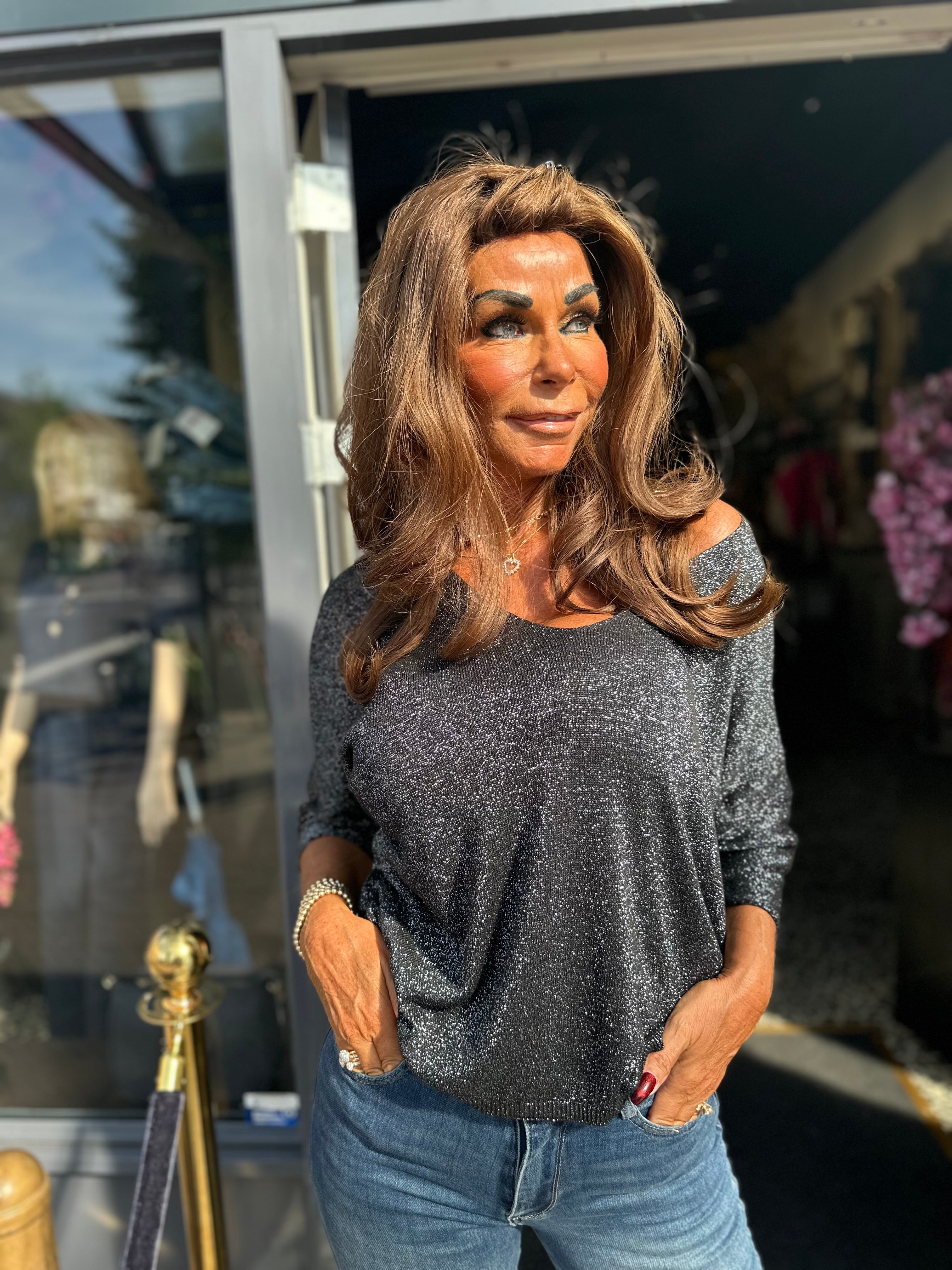 Top lurex "Mila" zwart