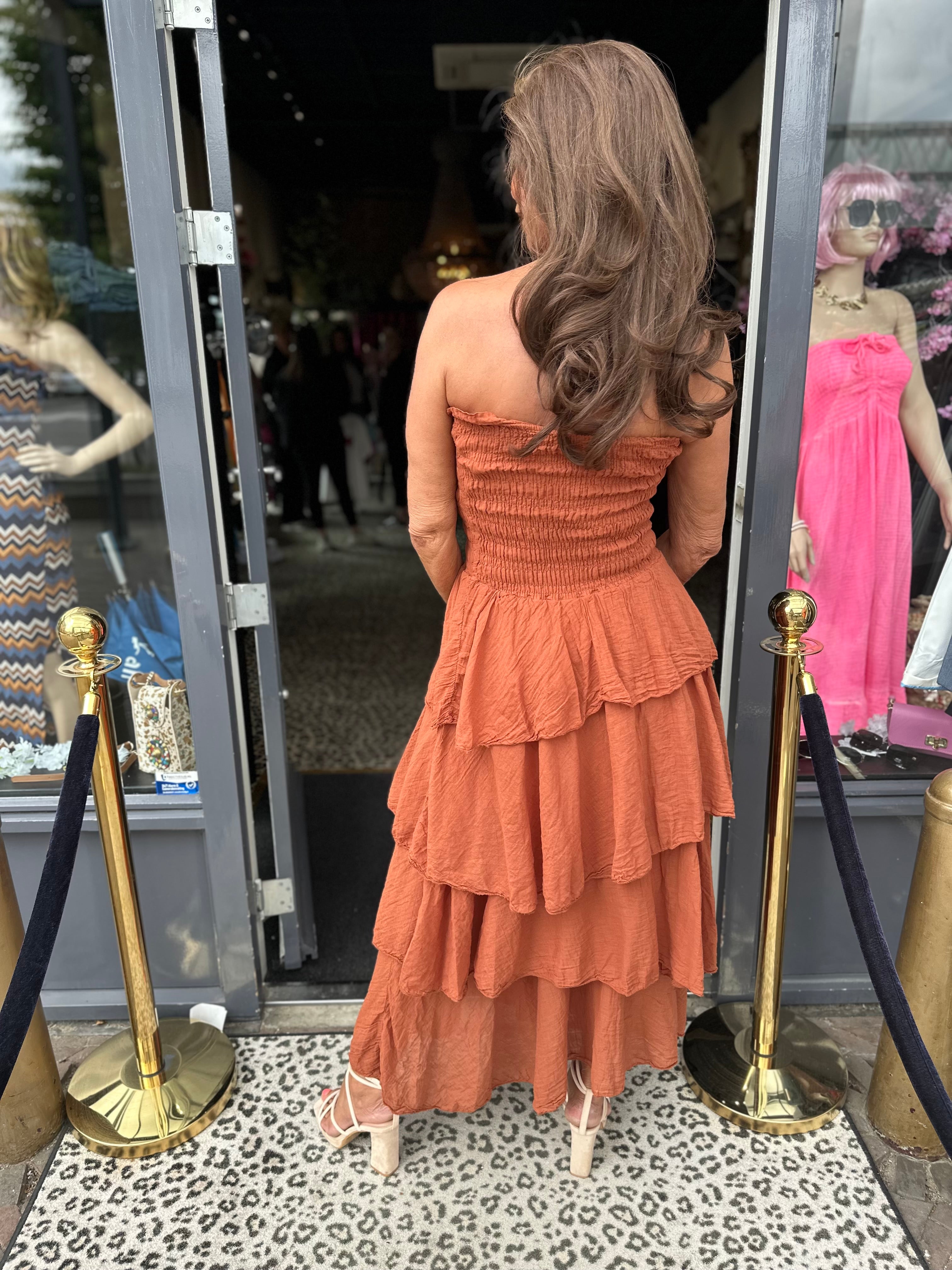 Strapless jurk "Ginger" Roestbruin