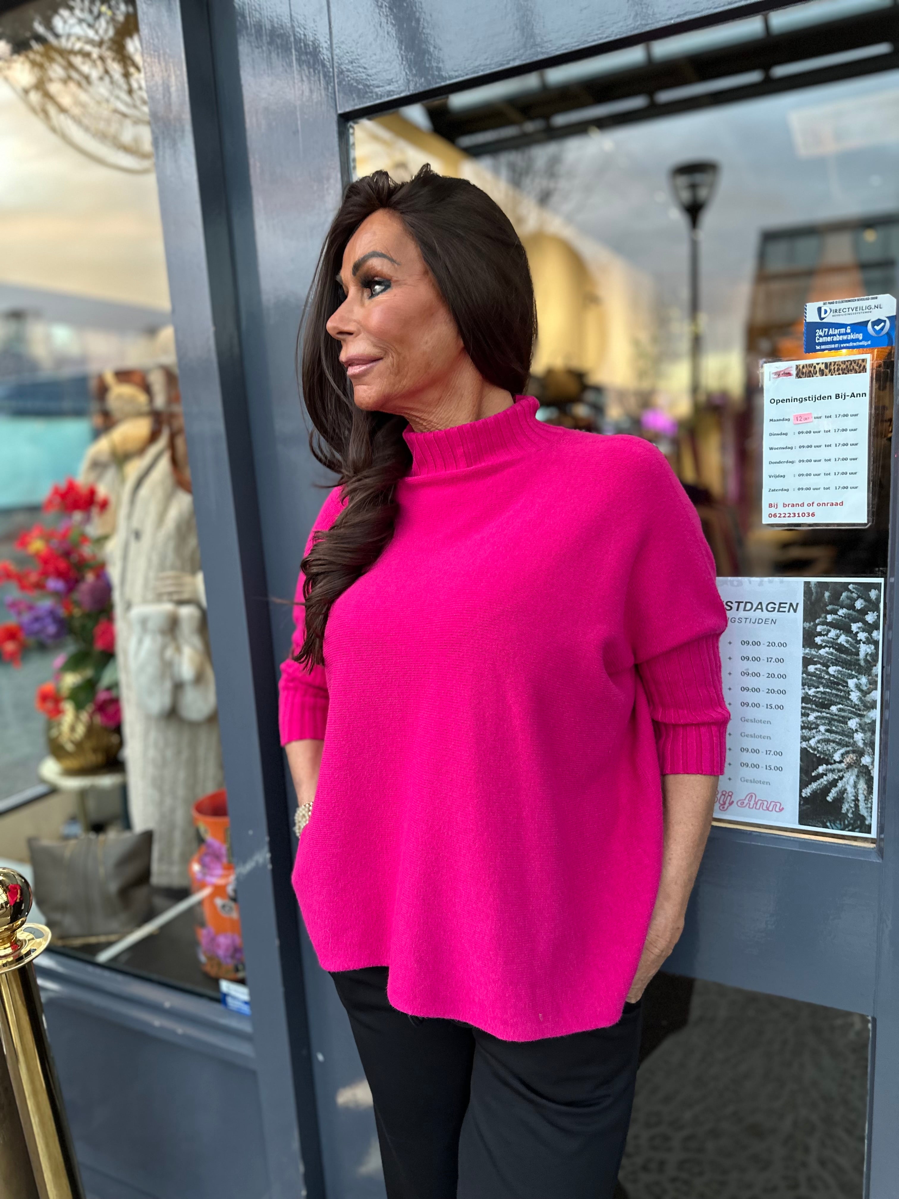 Vleermuis top met col "Fuchsia"