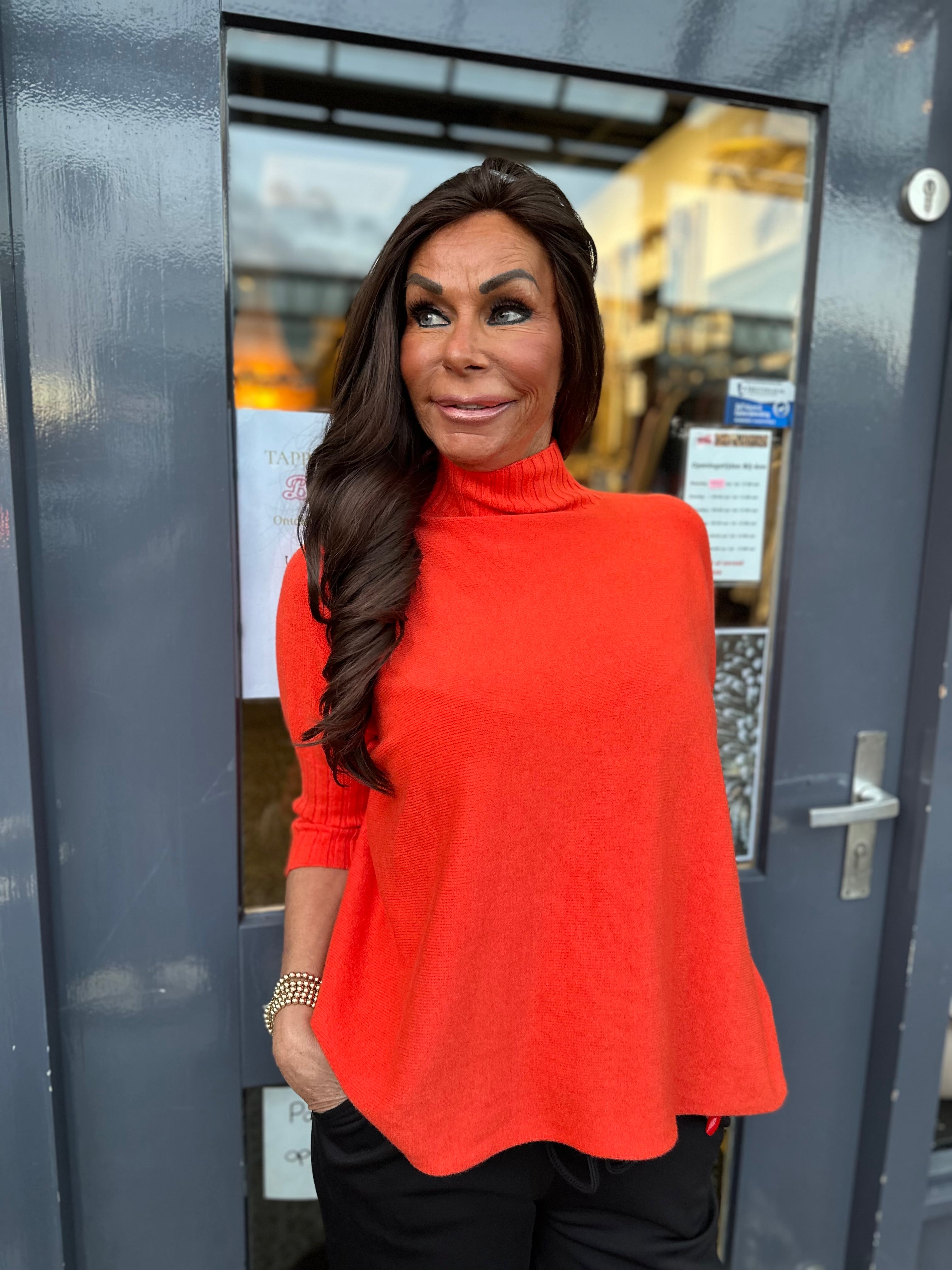 Vleermuis top met col "Oranje"