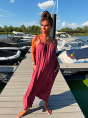 Lange jurk “Sabina” Wijnrood